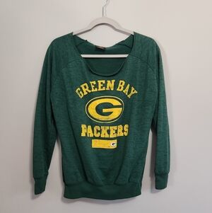 Sweatshirt Green Bay Packers Juniors Size Large Wide Neck / Off The Shoulder